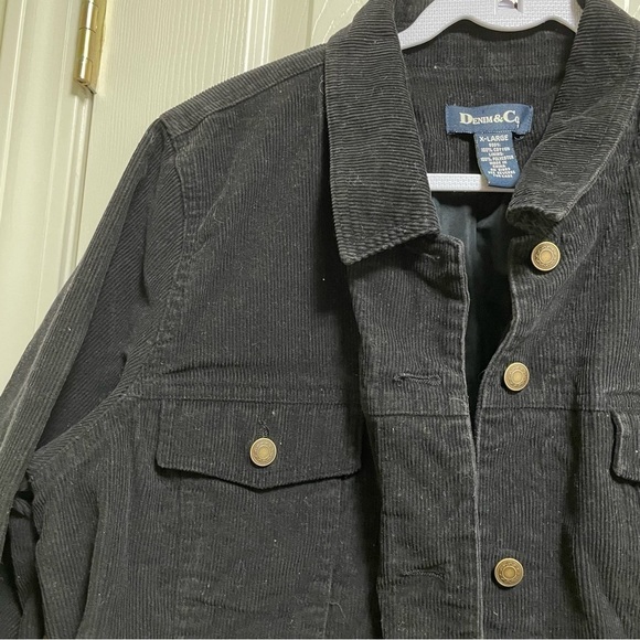 Denim & Co Black corduroy  Trucker Jacket 100% Cotton XL - Picture 4 of 7